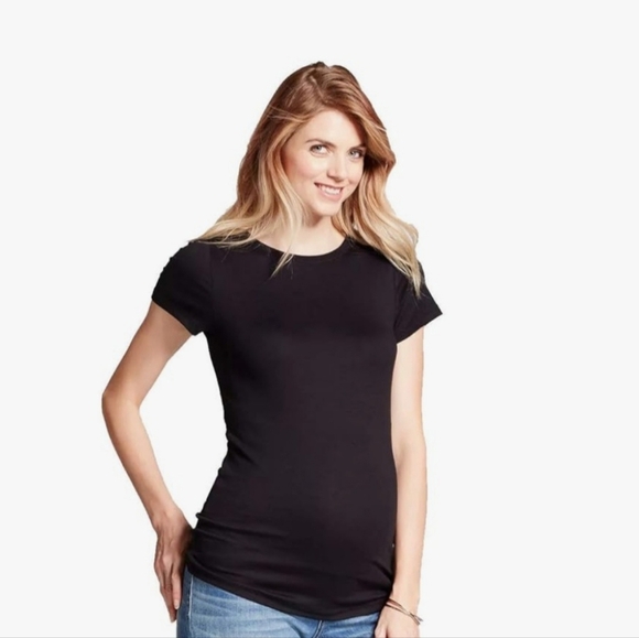 Isabel Maternity by Ingrid & Isabel Black Fitted Short Sleeve Tee Size Medium - Picture 1 of 11